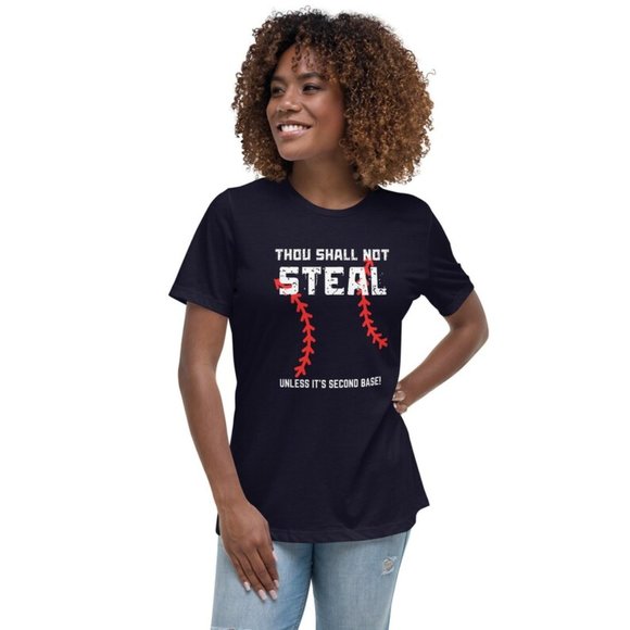 Thou Shall Not Steal Sports-Themed Shirt Baseball Mom Pride Baseball Fan Apparel - Picture 1 of 10
